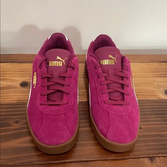 Puma Club II Trainers Sneakers Women’s Size 10 Berry/White/Gold NEW! - Picture 8 of 15